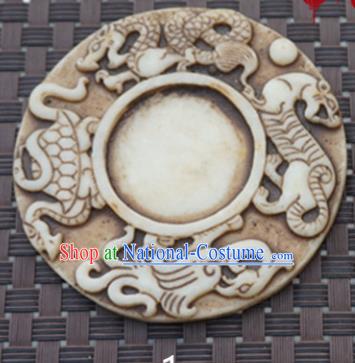 Chinese Handmade Carving Four Beasts Jade Pendant Jewelry Accessories Ancient Traditional Jade Craft Decoration