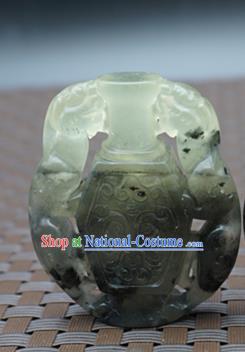 Chinese Handmade Carving Vase Jade Pendant Jewelry Accessories Ancient Traditional Jade Craft Decoration