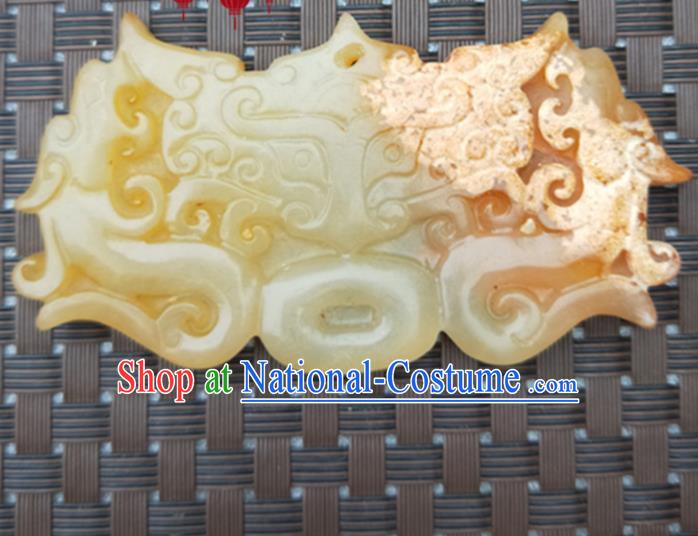 Chinese Handmade Jade Carving Dragon Beast Pendant Jewelry Accessories Ancient Traditional Jade Craft Decoration