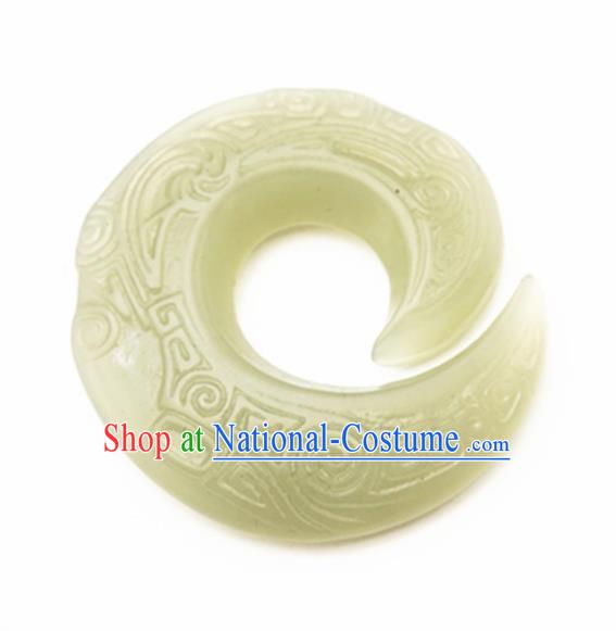 Chinese Handmade Carving Pattern Jade Pendant Jewelry Accessories Ancient Traditional Jade Craft Decoration