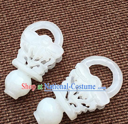 Chinese Handmade White Jade Carving Vases Pendant Jewelry Accessories Ancient Traditional Jade Craft Decoration