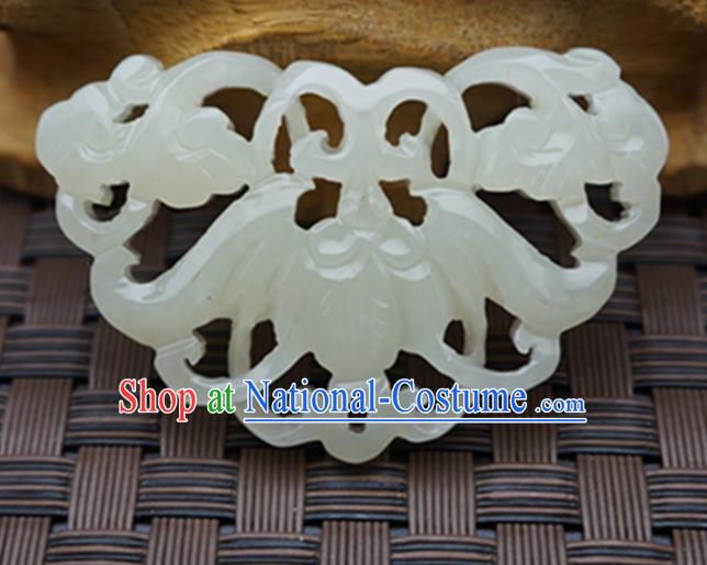 Chinese Handmade Carving Bat Jade Pendant Jewelry Accessories Ancient Traditional Jade Craft Decoration