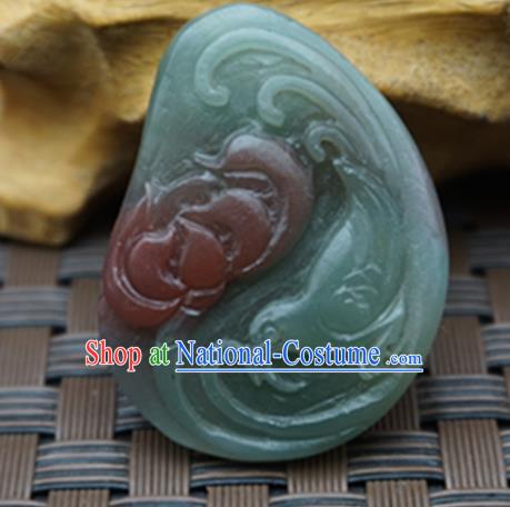 Chinese Handmade Carving Lotus Magpie Jade Pendant Jewelry Accessories Ancient Traditional Jade Craft Decoration