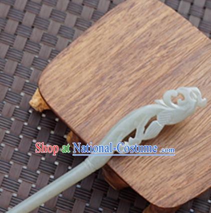 Chinese Handmade Jade Carving Phoenix Hair Clip Ancient Jade Hairpins Hair Accessories for Women for Men