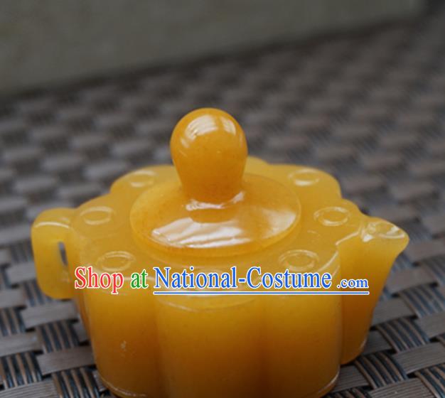 Chinese Handmade Jade Carving Teapot Pendant Jewelry Accessories Ancient Traditional Jade Craft Decoration