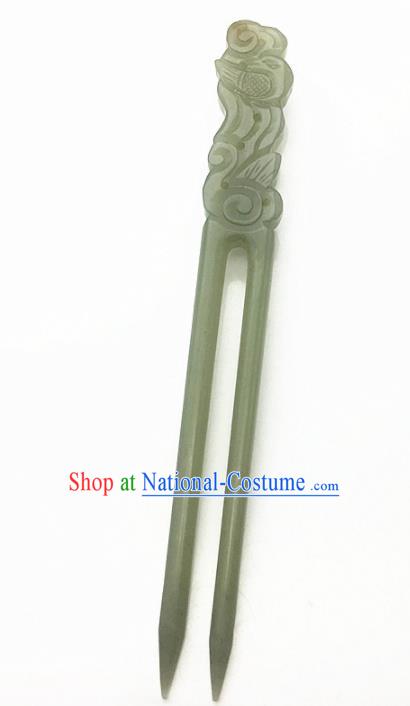 Chinese Handmade Jade Carving Mandarin Duck Hair Clip Ancient Jade Hairpins Hair Accessories for Women for Men