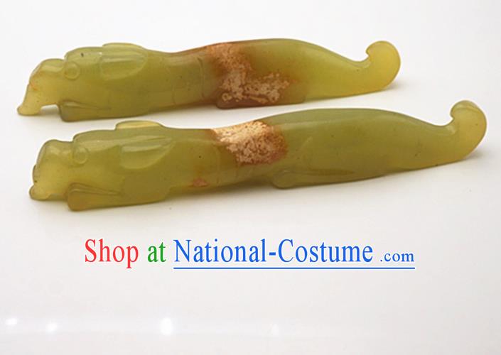 Handmade Chinese Ancient Jade Carving Tiger Seal Traditional Jade Craft Jewelry Decoration Accessories