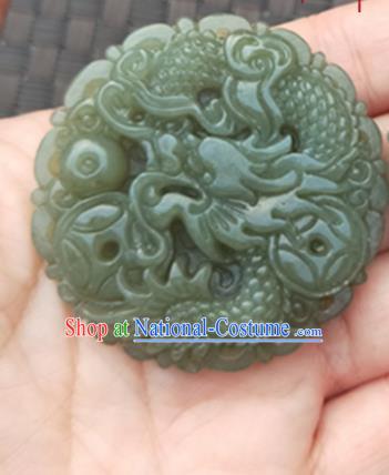 Handmade Chinese Ancient Carving Dragon Jade Pendant Traditional Jade Craft Jewelry Decoration Accessories