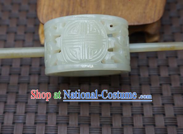 Chinese Handmade White Jade Carving Hairdo Crown Ancient Jade Hairpins Hair Accessories for Women for Men