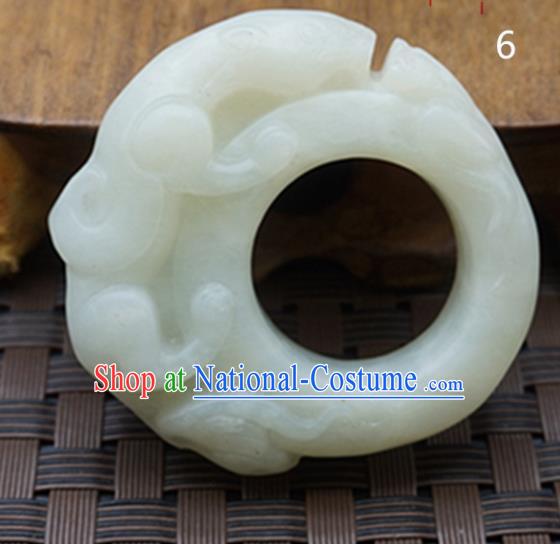 Chinese Handmade Ancient Jade Ring Traditional Jade Carving Dragon Thimble Jewelry Accessories for Women for Men