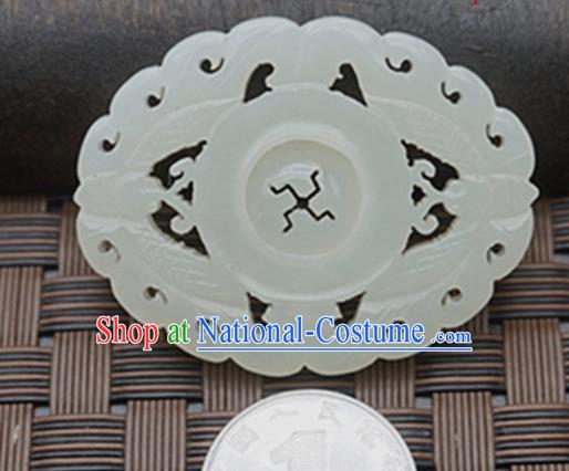 Chinese Ancient Carving Brooch Jade Pendant Traditional Handmade Jade Craft Jewelry Decoration Accessories