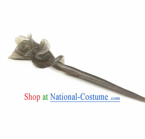 Chinese Handmade Gray Jade Carving Hair Clip Ancient Jade Hairpins Hair Accessories for Women for Men