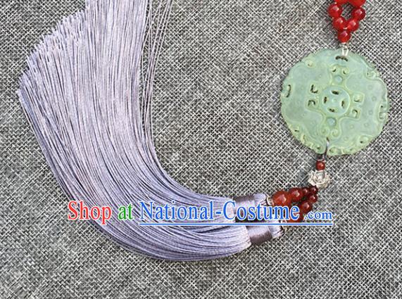 Chinese Handmade Jade Craft Carving Waist Accessories Tassel Jade Pendant Jewelry Decoration