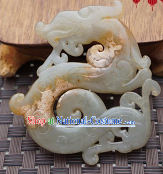 Chinese Ancient Wedding Accessories Carving Dragon Jade Pendant Traditional Handmade Jade Craft Jewelry Decoration