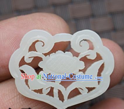 Chinese Ancient Wedding Accessories Carving Peony Jade Pendant Traditional Handmade Jade Craft Jewelry Decoration