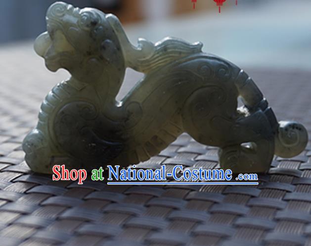 Chinese Ancient Jewelry Accessories Carving Jade Pi Xiu Pendant Traditional Handmade Jade Craft Decoration