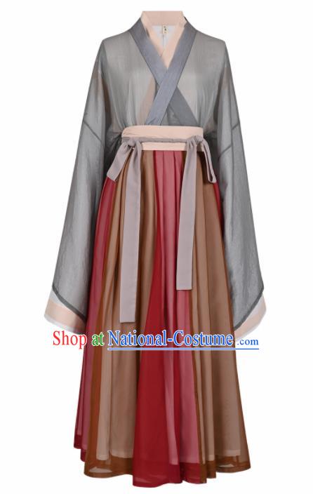 Chinese Ancient Jin Dynasty Swordswoman Hanfu Dress Traditional Drama Court Lady Historical Costume for Women