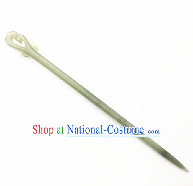 Handmade Chinese Jade Carving Hair Clip Ancient Swordsman Jade Hairpins Hair Accessories for Women for Men