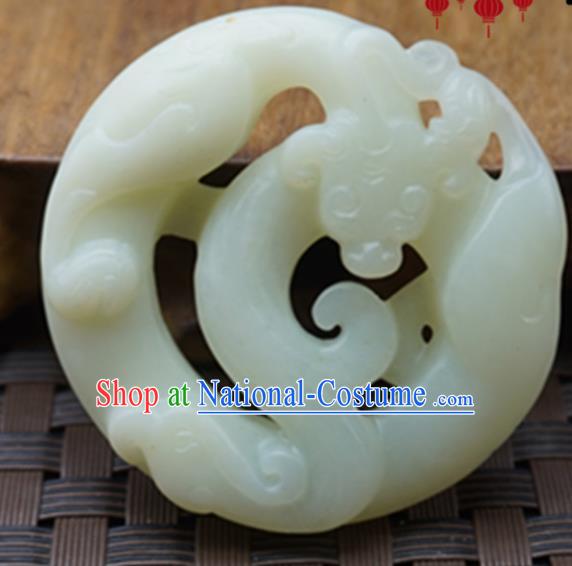 Chinese Handmade Jade Pendant Carving Dragons Jewelry Accessories Ancient Traditional Jade Craft Decoration