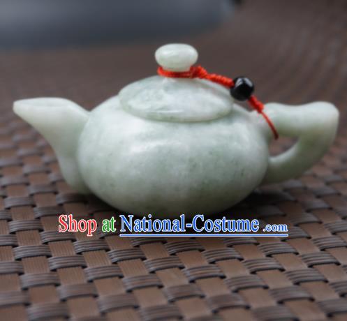 Chinese Handmade Jade Pendant Carving Teapot Jewelry Accessories Ancient Traditional Jade Craft Decoration