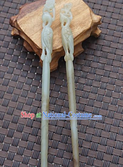 Handmade Chinese Jade Hair Clip Ancient Swordsman Jade Carving Hairpins Hair Accessories for Women for Men