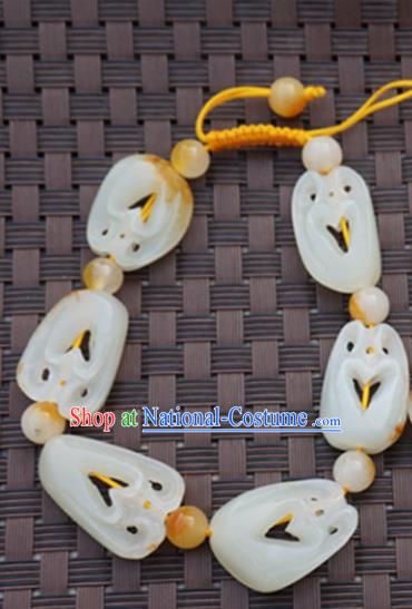 Chinese Handmade Ancient Carving Bats Jade Bracelet Traditional Jade Bangle Jewelry Accessories for Women for Men