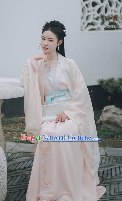 Chinese Ancient Song Dynasty Embroidered Hanfu Dress Traditional Drama Nobility Lady Historical Costume for Women