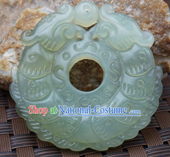 Handmade Chinese Carving Dragons Jade Pendant Jewelry Accessories Ancient Traditional Jade Craft Decoration