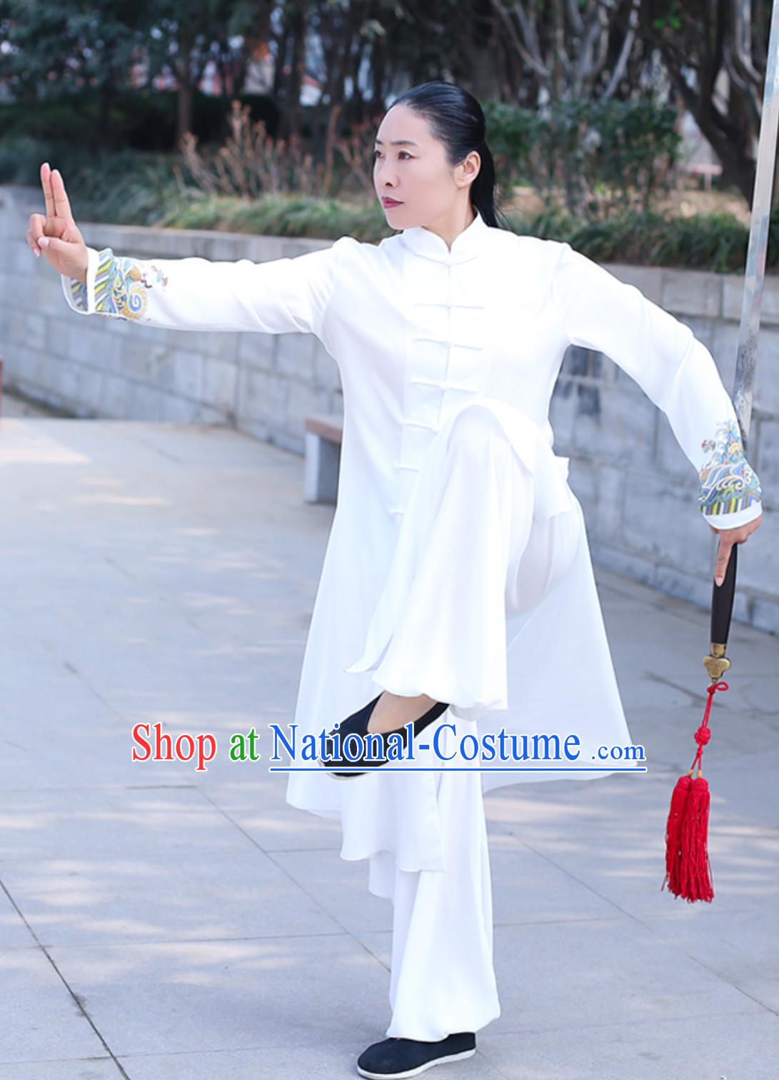 Top Chinese Traditional Competition Championship Tai Chi Taiji Kung Fu Wing Chun Kungfu Tai Ji Sword Gong Fu Master Suits Clothes Complete Set