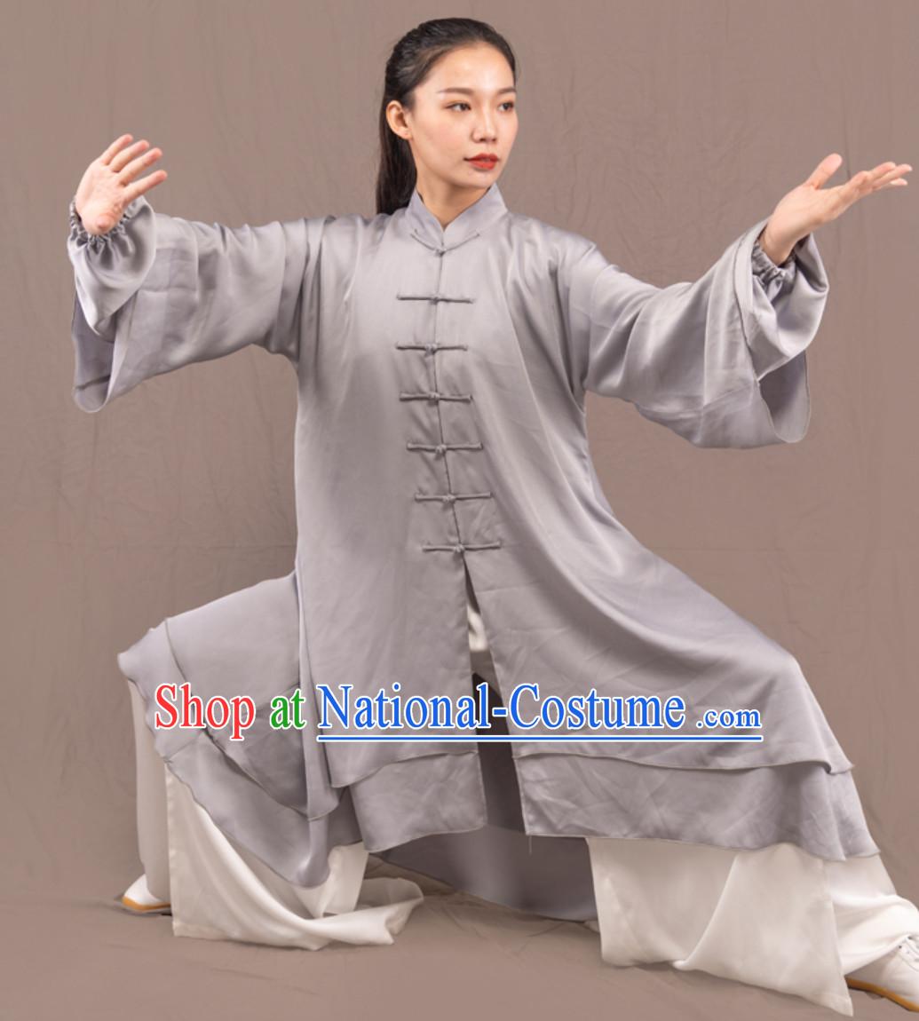 Top Chinese Traditional Competition Championship Professional Tai Chi Uniforms Taiji Kung Fu Wing Chun Kungfu Tai Ji Sword Gong Fu Master Clothing Suits Clothes Complete Set