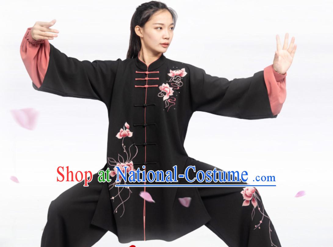 Top Chinese Classical Competition Championship Professional Tai Chi Uniforms Taiji Kung Fu Wing Chun Kungfu Tai Ji Sword Master Wear Clothing Suits Clothing Complete Set