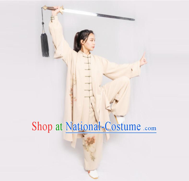 Old Style Top Chinese Classical Competition Championship Professional Tai Chi Uniforms Taiji Kung Fu Wing Chun Kungfu Tai Ji Sword Master Wear Clothing Suits Clothing Complete Set