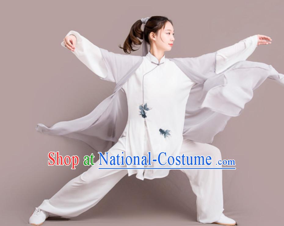 Fish Good Meaning Top Chinese Classical Competition Championship Professional Tai Chi Uniforms Clothing and Mantle Complete Set