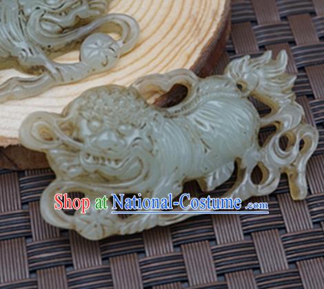 Handmade Chinese Carving Tiger Jade Pendant Ancient Traditional Jade Craft Decoration