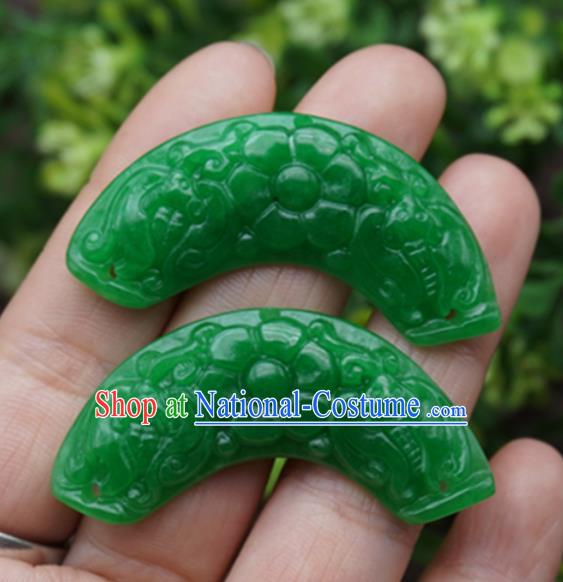 Handmade Chinese Carving Flower Green Jade Pendant Ancient Traditional Jade Craft Decoration