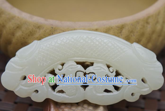 Handmade Chinese Carving Dragon White Jade Pendant Ancient Traditional Jade Craft Decoration