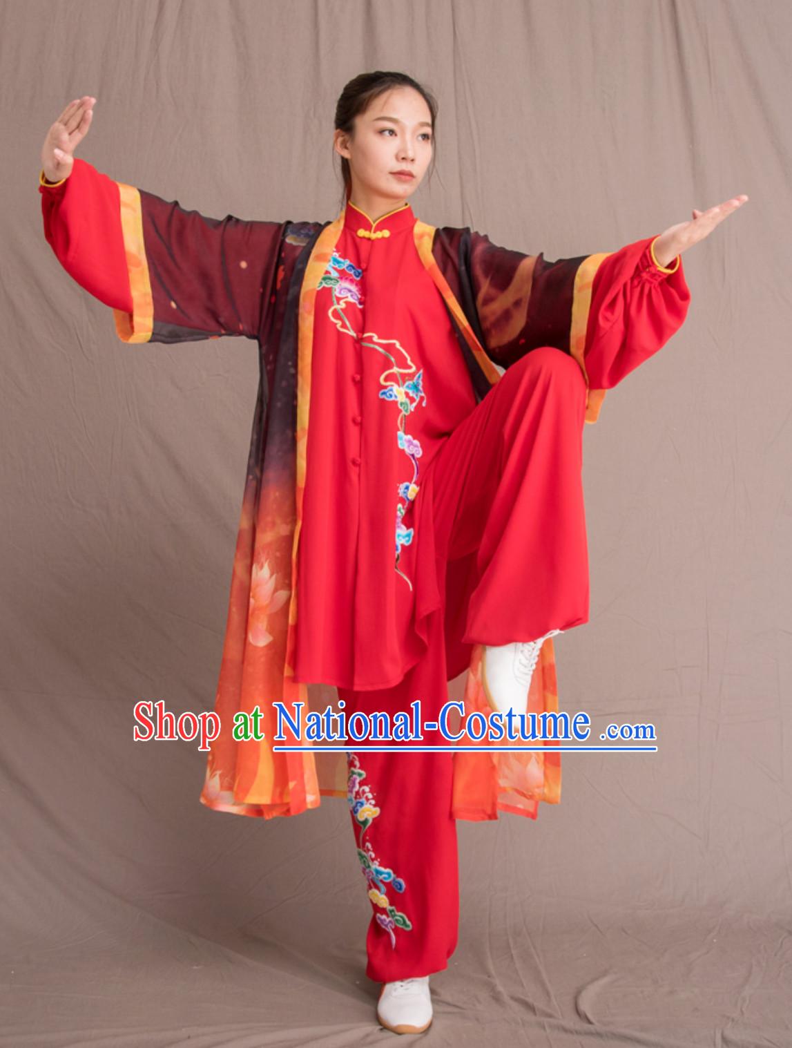 Top Chinese Classical Competition Championship Professional Tai Chi Uniforms Taiji Kung Fu Wing Chun Kungfu Tai Ji Sword Master Dress Clothing Suits Clothing Full Set