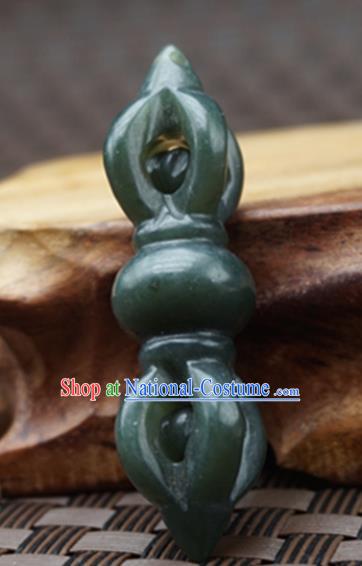 Handmade Chinese Carving Green Jade Waist Pendant Ancient Traditional Jade Craft Decoration