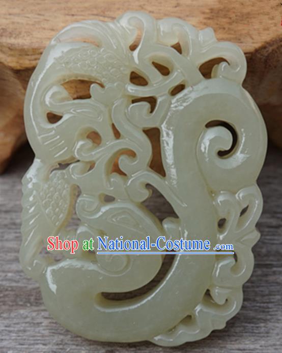 Handmade Chinese Carving Dragon Phoenix Jade Waist Pendant Ancient Traditional Jade Craft Decoration