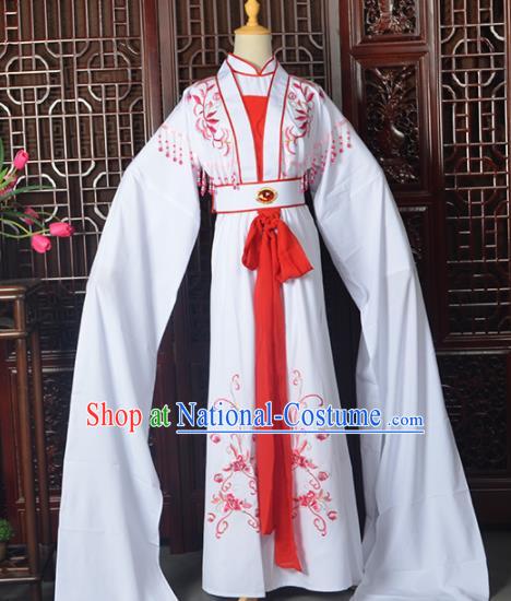 Handmade Chinese Beijing Opera Diva Costume Peking Opera Actress White Dress for Women