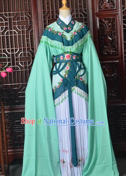 Handmade Chinese Beijing Opera Diva Costume Peking Opera Actress Green Dress for Women