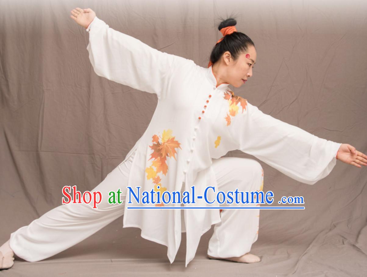 White Top Chinese Classical Competition Championship Professional Tai Chi Uniforms Taiji Kung Fu Wing Chun Kungfu Tai Ji Sword Master Dress Clothing Suits Clothing Clothes Complete Set