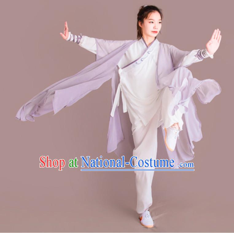 Top Chinese Classical Competition Championship Professional Tai Chi Uniforms Clothing and Mantle Complete Set for Women or Men