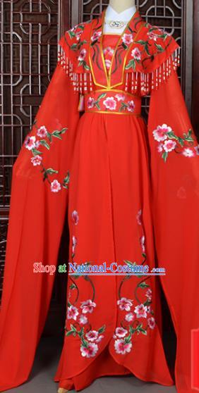 Handmade Chinese Beijing Opera Princess Costume Peking Opera Actress Embroidered Red Dress for Women