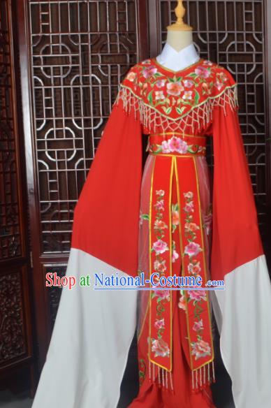 Handmade Chinese Beijing Opera Actress Costume Peking Opera Princess Embroidered Red Dress for Women