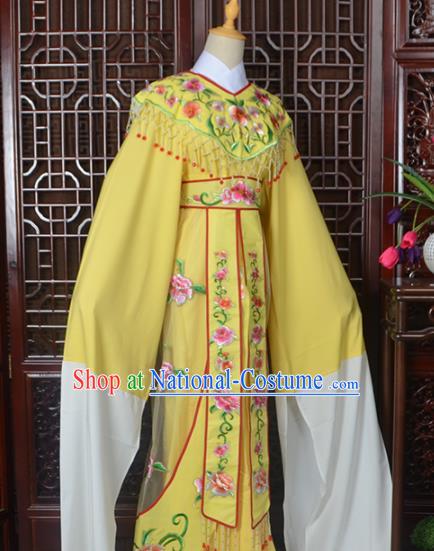 Handmade Chinese Beijing Opera Actress Costume Peking Opera Princess Embroidered Yellow Dress for Women