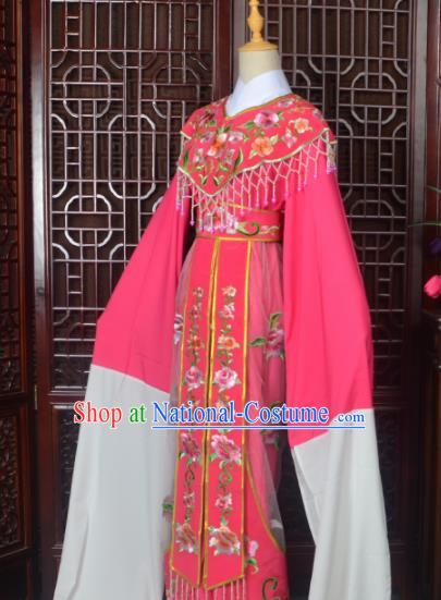 Handmade Chinese Beijing Opera Actress Costume Peking Opera Princess Embroidered Rosy Dress for Women