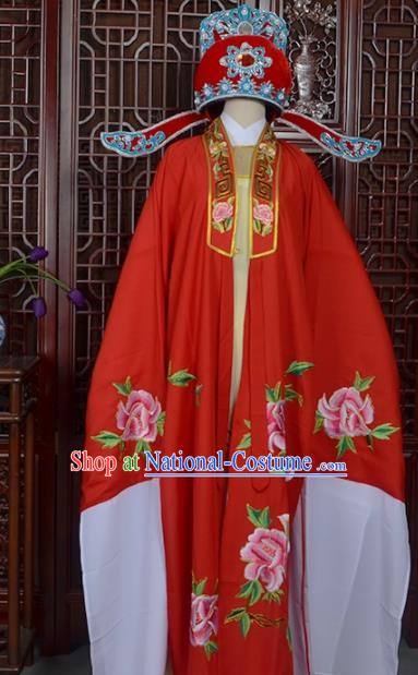 Handmade Chinese Beijing Opera Niche Red Costume Peking Opera Scholar Clothing for Men