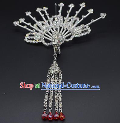 Chinese Handmade Beijing Opera Crystal Phoenix Hairpins Traditional Ancient Princess Hair Accessories for Women