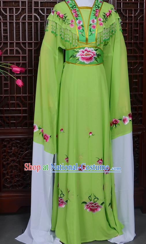 Handmade Chinese Beijing Opera Actress Embroidered Green Dress Peking Opera Princess Costume for Women